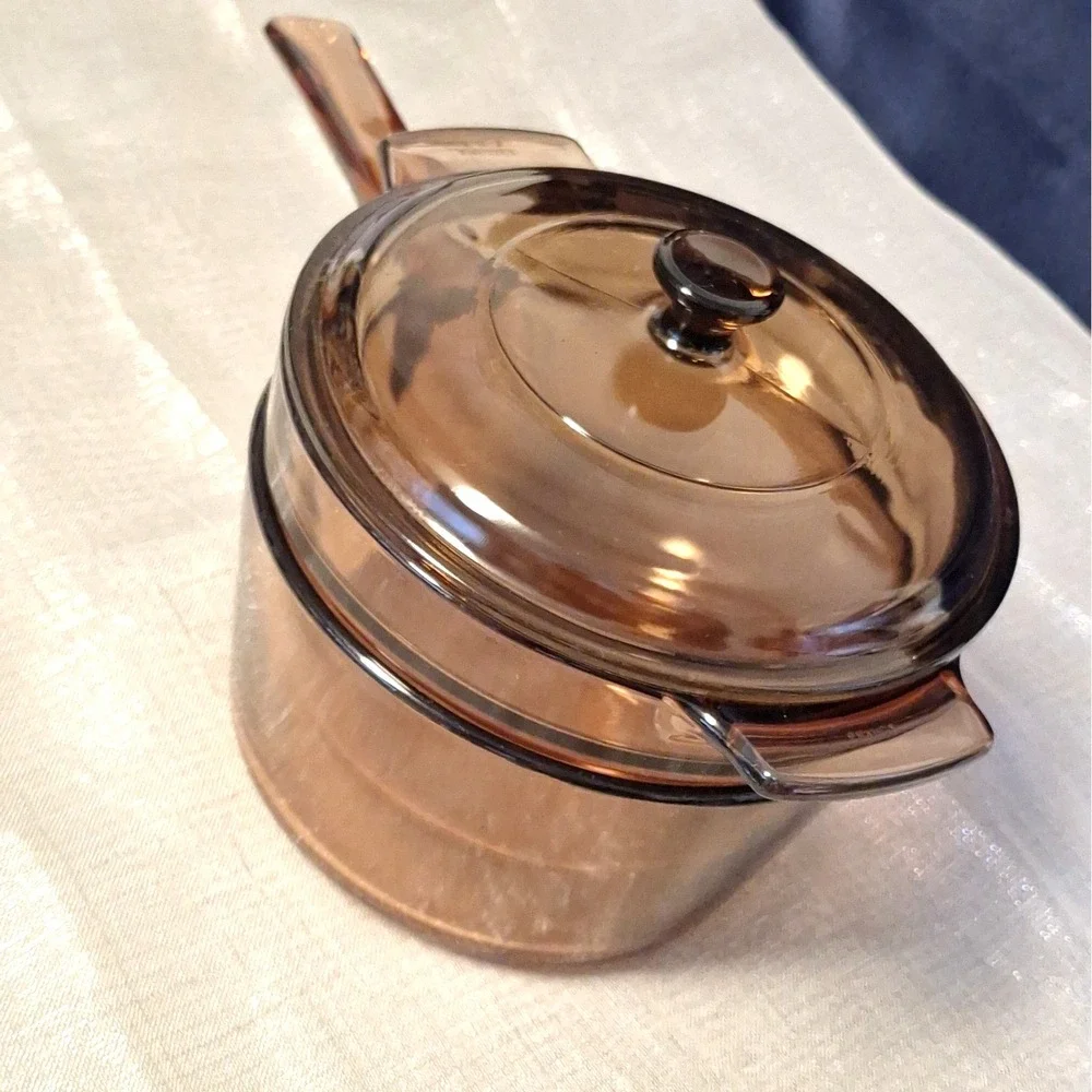 Visions Ware Corning 1.5 L Glass Double Boiler V-20-B Sauce Pan Pot Amber France